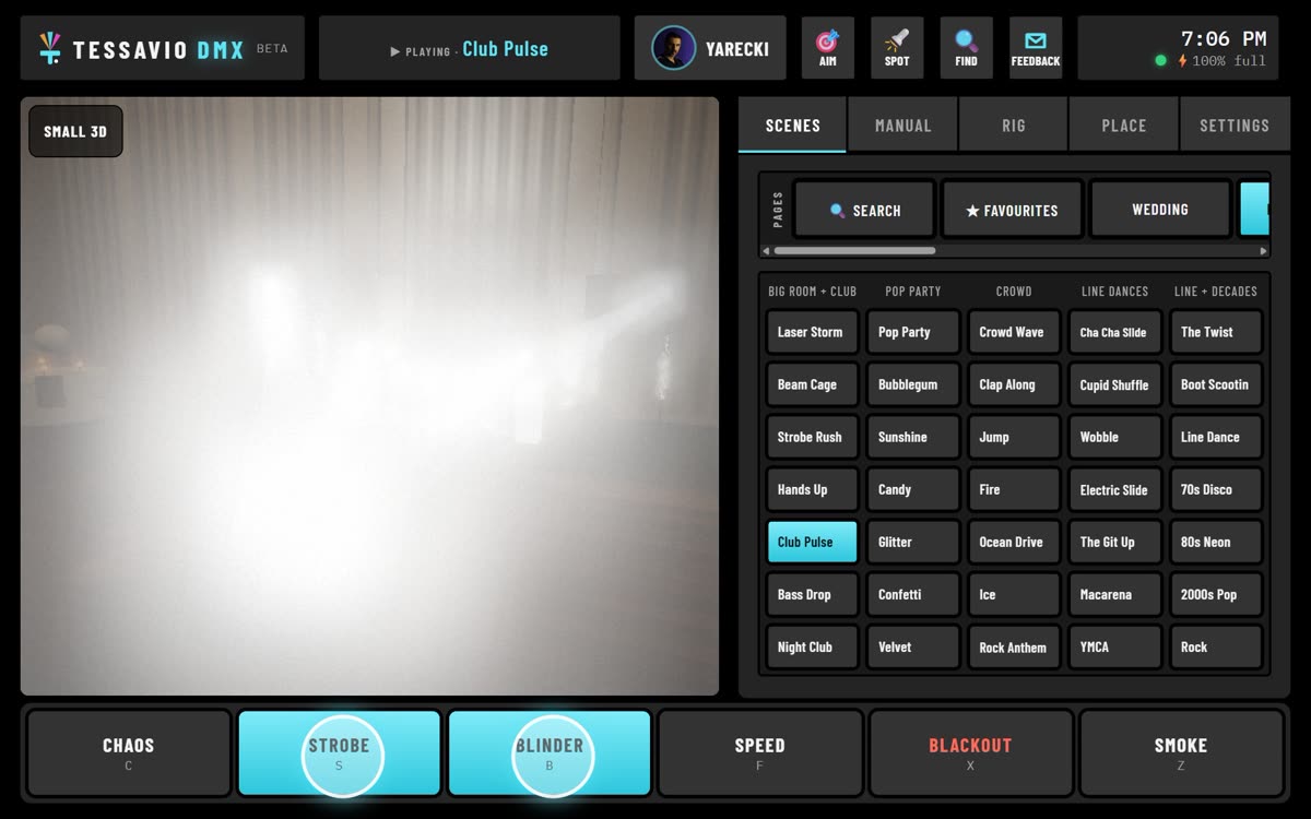 Strobe and Blinder pressed together: a strobing white wall